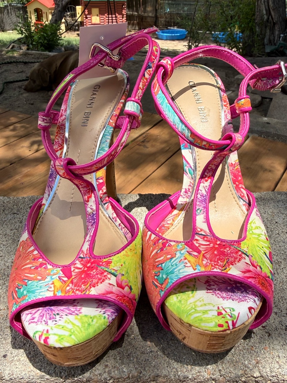 Gianni Bini Marrako Floral Platform Sandal Heels - Picture 3 of 5